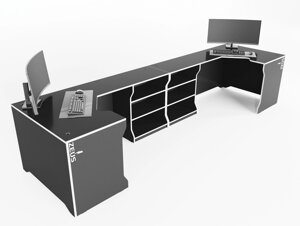 Геймерський ігровий стіл ZEUSTMREVOLVER-3, колір чорний/білий