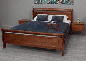 Ліжко двоспальне з масиву вільхи Вікторія Evrodim, колір горіх