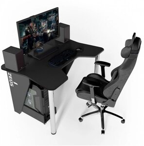 Геймерський стіл ZEUS IGROK-3L з LED підсвіткою , колір чорний+чорний