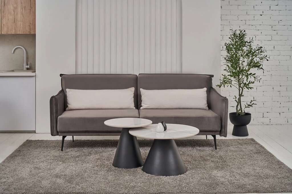 Софа розкладна "Пачо" Vetro вугільний + натуральний від компанії Інтернет каталог меблів - Меблі Всім - фото 1