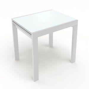 Скляний стіл на кухню Слайдер + скло Fusion Furniture, колір білий / скло біле 100(200)х82х76