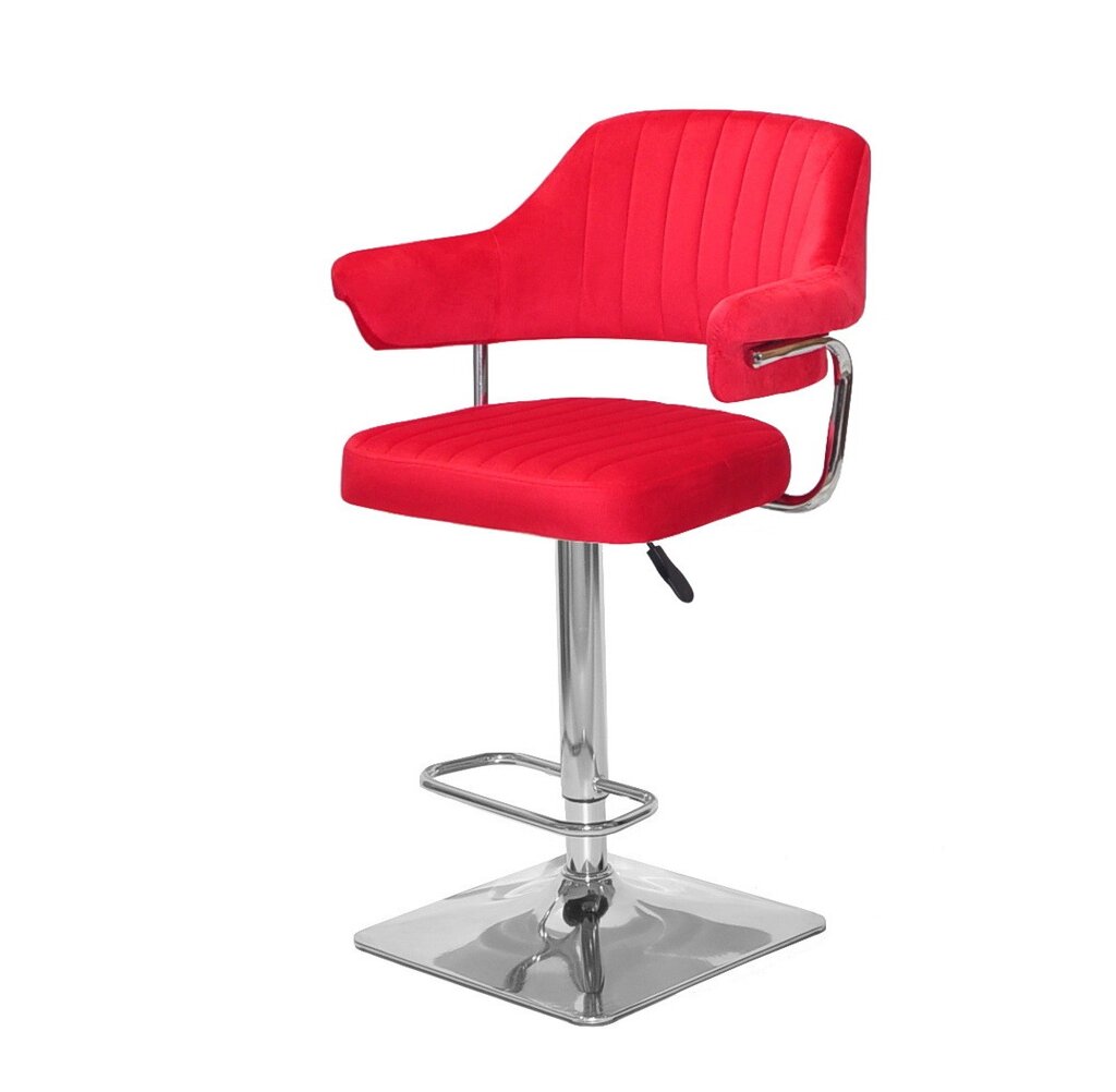 Стілець барний поворотний на одній ніжці JEFF BAR 4-CH - BASE оксамит, колір червоний-1016 від компанії Інтернет каталог меблів - Меблі Всім - фото 1