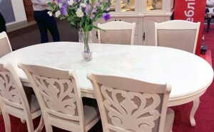 Стіл обідній з масиву гевеї для вітальні або кухні в класичному стилі Братислава Sof, колір білий