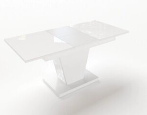 Стіл обідній розкладний Хьюстон + Скло Fusion Furniture, колір білий + скло біле 9003
