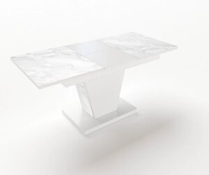 Стіл обідній розкладний Хьюстон + Скло Fusion Furniture, колір білий + скло УФ 15 265