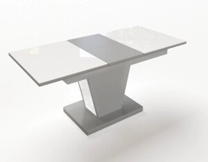 Стіл обідній розкладний Хьюстон + Скло Fusion Furniture, колір сірий алюміній + скло біле 9003