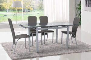 Стіл обідній зі скляною стільницею і металевими ніжками Венді XS-1025, Мікс меблі, колір сірий