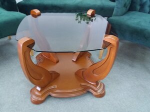 Стіл журнальний дерев'яний зі скляною стільницею ДС-22 Імперіал Антонік, колір на вибір