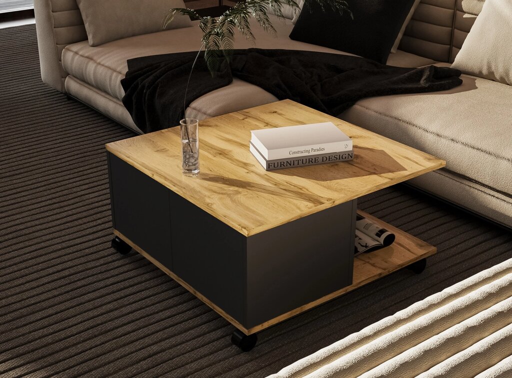 Столик журнальний Twin 1 Accord, колір Дуб вотан / Антрацит від компанії Інтернет каталог меблів - Меблі Всім - фото 1