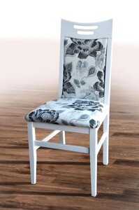 Дерев’яне кухонне крісло з м’якою спиною та сумішшю сидіння, білого / бежевого кольору