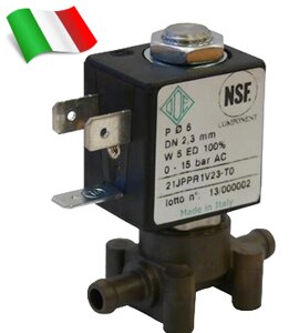 Електромагнітний клапан для повітря, CO2, аргону 21JPP1R1V23 (ODE, Italy), під трубку, шланг.