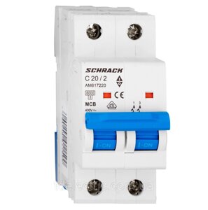Автоматичний вимикач 6кА 2P 20А х-ка C Schrack