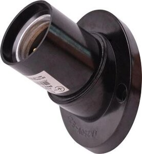 Патрон бакелітовий e. lamp socket wall skew side. E27. bk. black, настінний, Е27, зміщений, чорний