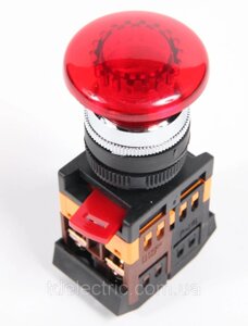 Кнопка AELA22 "гриб" червоний d22mm neon/240v 1z+1r