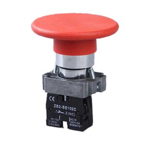 Кнопка-грибок PB2-ВS642, червона,22mm, грибок -60mm, NC ElectrO