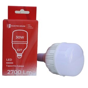 LED лампа т100 30вт E27 6500к 2700 лм 165-265 ст