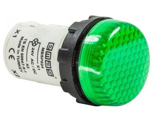 Моноблочна світлосигнальна арматура світлодіодна 24В зелена (пористу скло)
