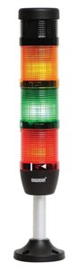 Світлова колона діаметр 50мм 3 ярусу (червоний, зелений, жовтий) + зумер, світлодіод 24В алюм. патрубок 100мм