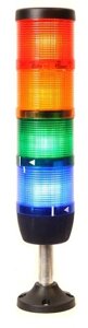 Світлова колона діаметр 70мм 3 ярусу (червоний, зелений, жовтий, синій) світлодіод 24В пласт. патрубок 100мм
