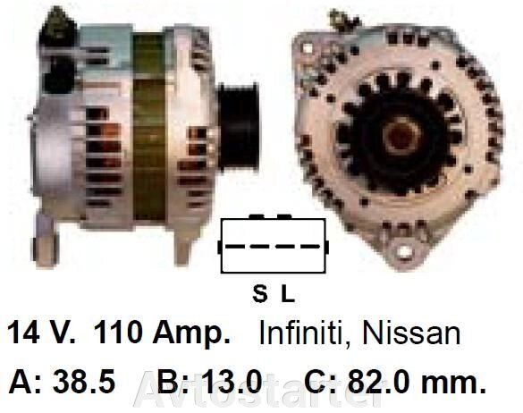 Генератор Nissan Maxima 2.0 / 3.0 Murano 3.5 Infiniti 3.0 від компанії Avtostarter - фото 1