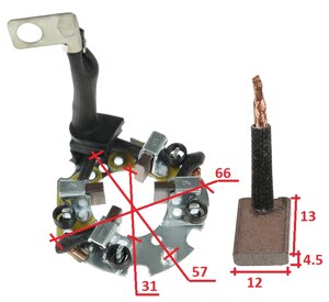 Щітки стартера CHERY Tiggo CHRYSLER Sebring HYUNDAI MAZDA B2600 MITSUBISHI L200 L300 L400 Lancer Pajero Space Gear Space