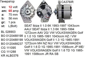 Генератор б / у SEAT Ibiza VW VOLKSWAGEN Golf Jetta Polo