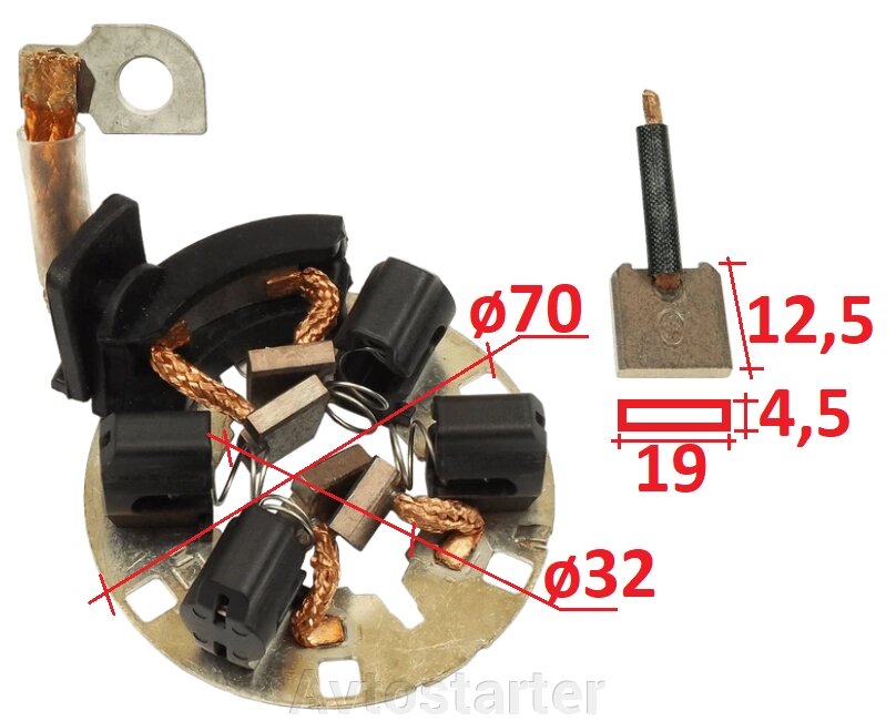 Щітковий вузол стартера AUDI A3, VW Golf VII 1.4, SEAT Leon 1.4 TSi, SKODA Octavia 1.2 1.4 1.8 TSi від компанії Avtostarter - фото 1