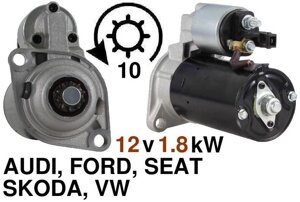 Стартер Audi Ford Seat Ibiza Leon Toledo Skoda Fabia Octavia Vw Bora Caddy Golf Lupo New Beetle Passat Polo Sharan Vento