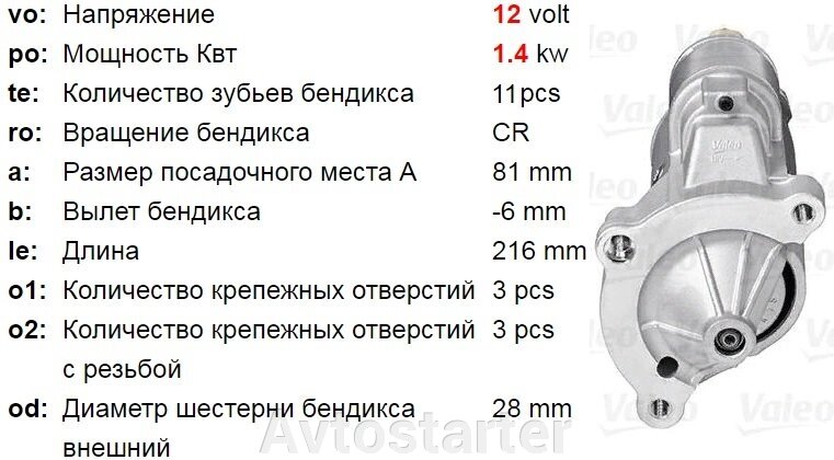 Стартер б/у Citroen Fiat Ducato Hyundai Lantra Lancia Phedra Peugeot Boxer Expert Partner Suzuki Vitara, Talbot від компанії Avtostarter - фото 1