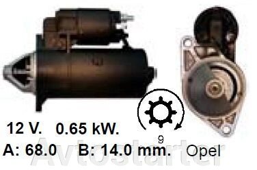 Стартер Opel Ascona, Corsa, GT, Kadett, Manta, Astra, Nova 1.0 / 1.1 / 1.2 від компанії Avtostarter - фото 1