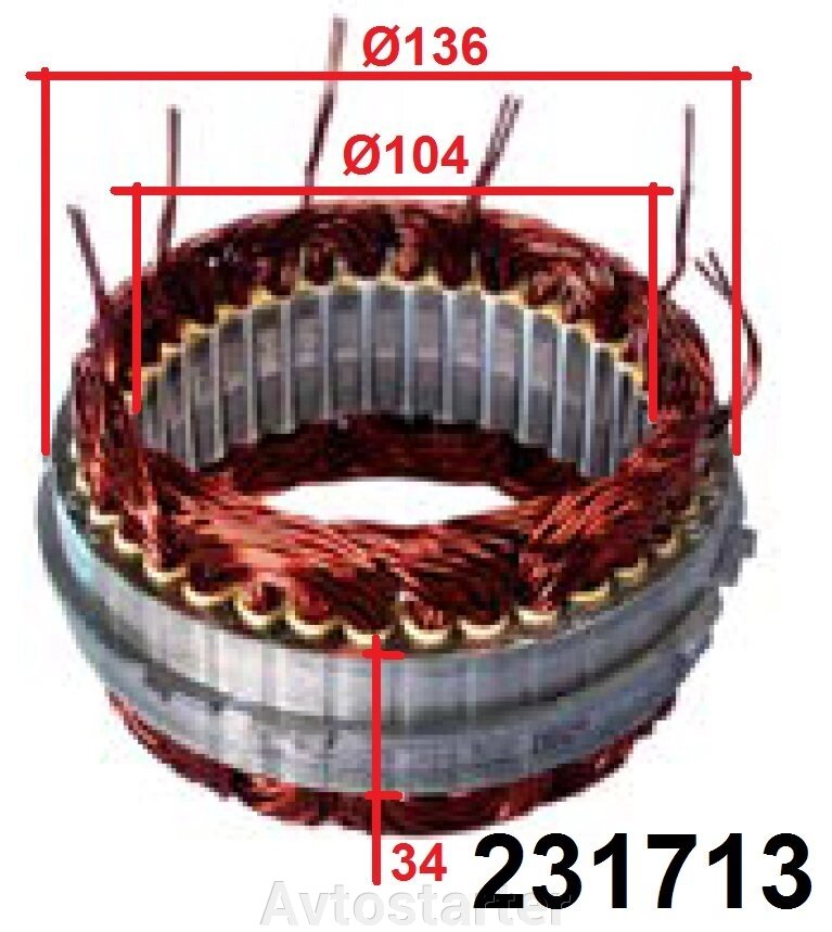 Статорна обмотка генератора CHEVROLET ASTRA OPEL OMEGA SIGNUM VECTRA ZAFIRA VAUXHALL 2.0 2.2 DTI 2.6 V6 3.2 V від компанії Avtostarter - фото 1