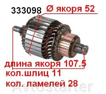 Якір (ротор) для стартера Bosch AUDI SEAT SKODA VOLKSWAGEN від компанії Avtostarter - фото 1