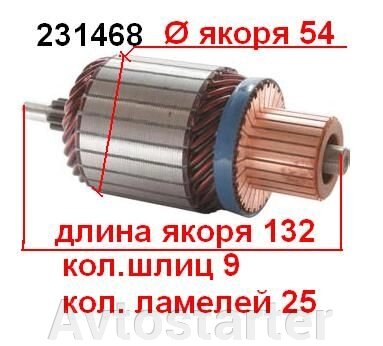 Якір (ротор) для стартера Mitsubishi PEUGEOT CITROEN HYUNDAI LANCIA SUZUKI FIAT MITSUBISHI від компанії Avtostarter - фото 1