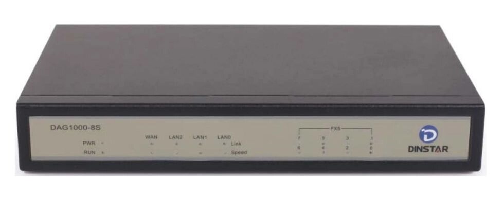 Dinstar DAG1000-8S - VoIP-шлюз з 8 портами FXS від компанії РГЦ: IP-телефонія, call-центр, відеоконферецзв'язок - фото 1