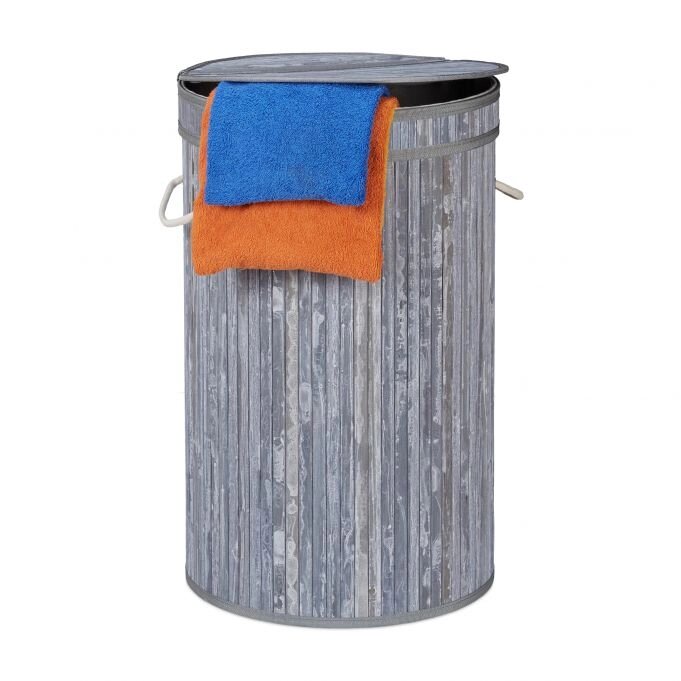 1 x Бамбуковий кошик для білизни з кришкою сірий від компанії магазин Апельсин - фото 1