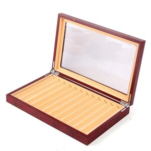 12 слотів для ручок з вітриною Коробка для ручок з дерев'яним ящиком зі скляним вікном