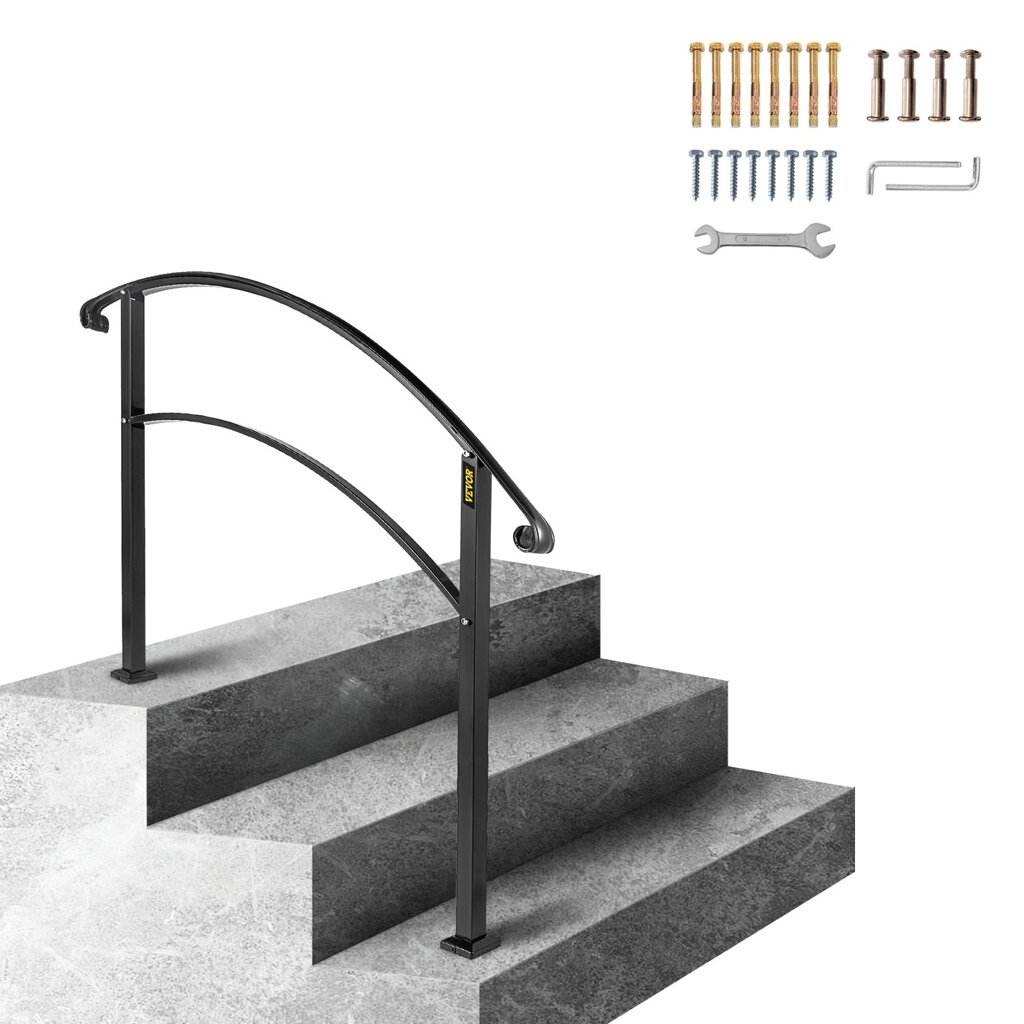 3FT регульовані сходові поручні чорне залізо 3 сходинки Стабільна стильна прикраса вітальні від компанії магазин Апельсин - фото 1