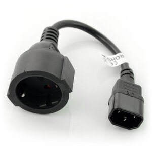 Адаптер мережевого кабелю IEC - Schuko (F) для ДБЖ 20 см - чорний