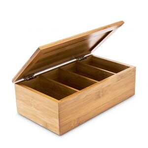 Коробка для чаю бамбукова лакована 4 відділення