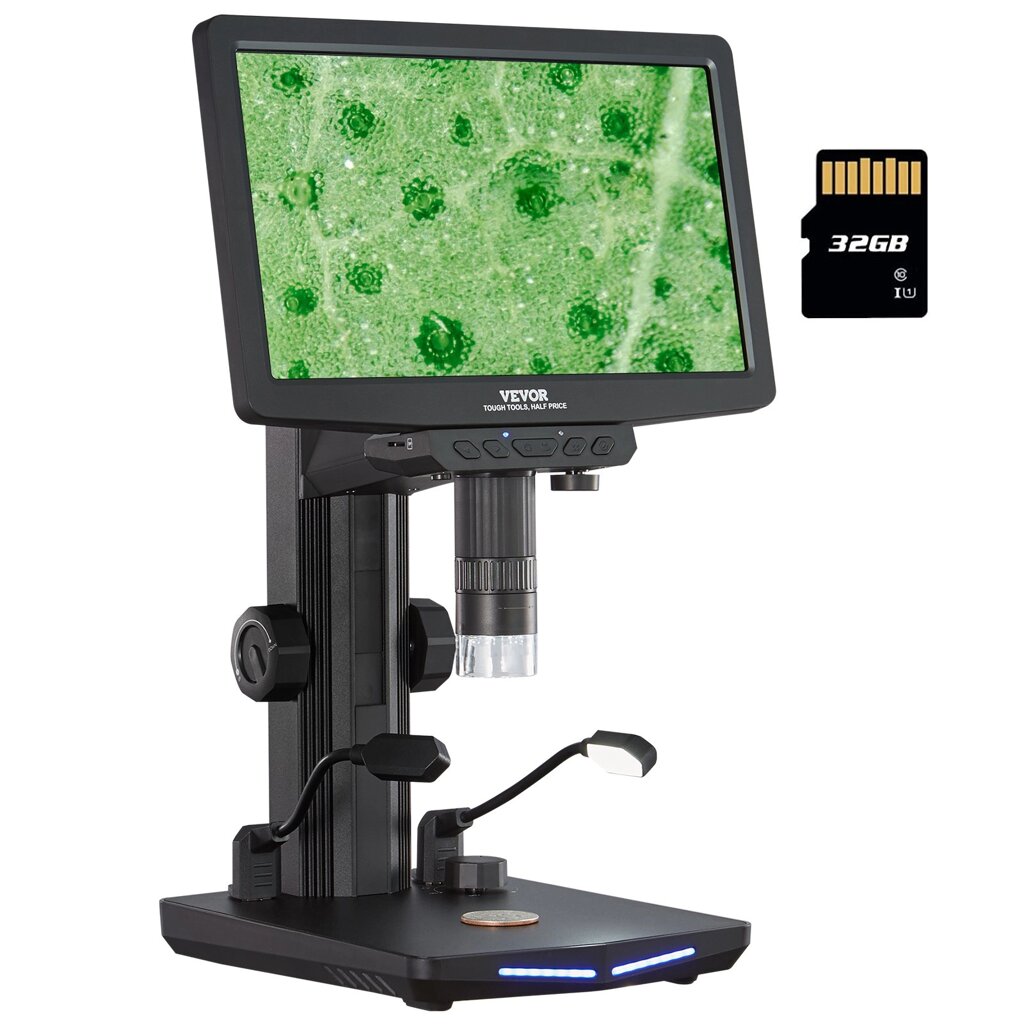 Цифровий мікроскоп VEVOR з 26 см HD екраном 10X-1300X збільшення у відбитому світлі USB мікроскоп 8 світлодіодів, 2 від компанії магазин Апельсин - фото 1