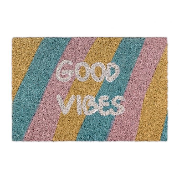Декоративний дверний килимок з кокосового волокна і нековзного гумового підстави "Good Vibes"; від компанії магазин Апельсин - фото 1