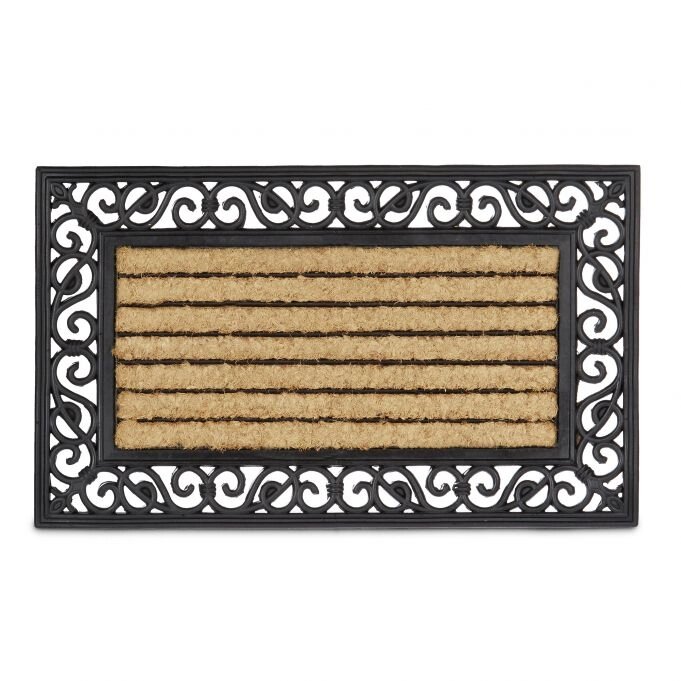 Декоративний дверний килимок з кокосового волокна і нековзного гумового підстави смугастий від компанії магазин Апельсин - фото 1
