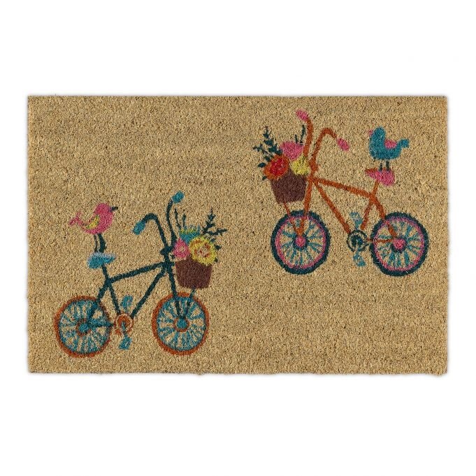 Декоративний дверний килимок з кокосового волокна і нековзного гумового підстави Велосипеди на підлозі від компанії магазин Апельсин - фото 1