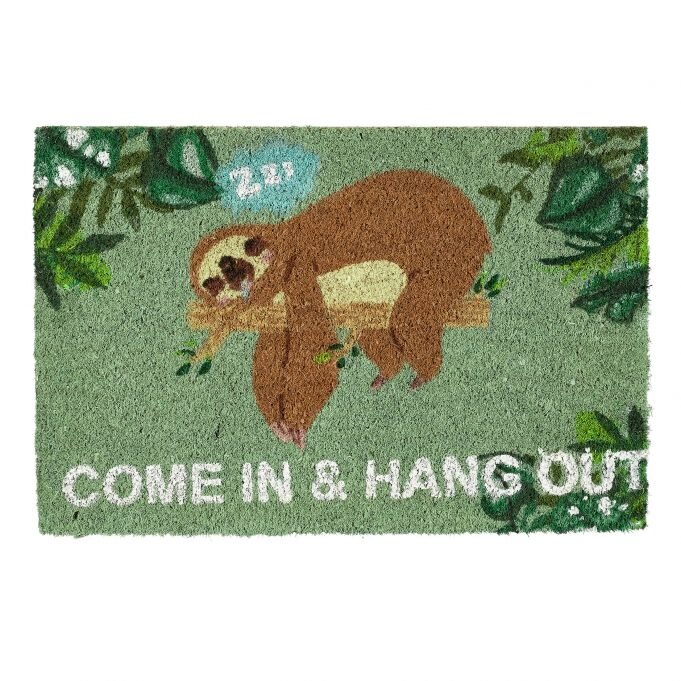 Декоративний дверний килимок з кокосового волокна і нековзного гумового підстави "Заходь і тусуйся"; від компанії магазин Апельсин - фото 1