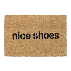 Декоративний дверний килимок з кокосового волокна і нековзного гумового підстави з написом Nice Shoes;