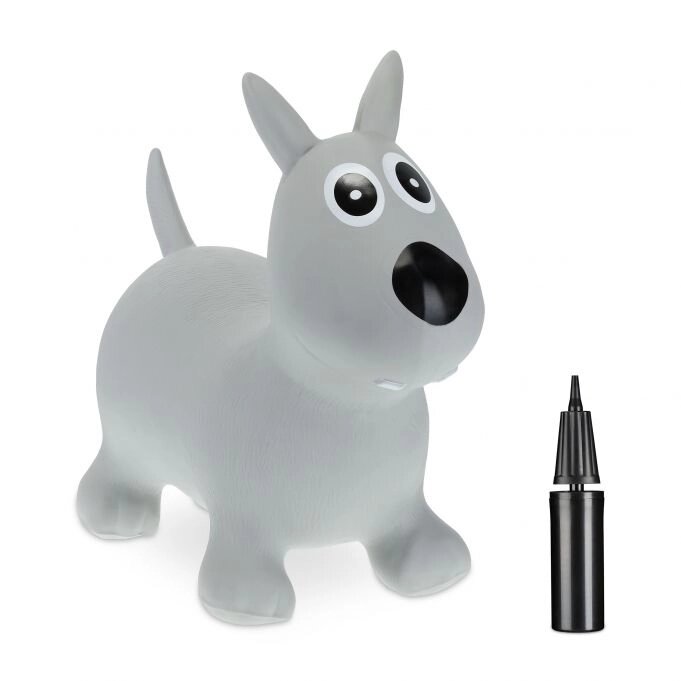 Дитяча надувна собака-стрибунець для розвитку почуття рівноваги і координації, ПВХ пластик сірого кольору від компанії магазин Апельсин - фото 1