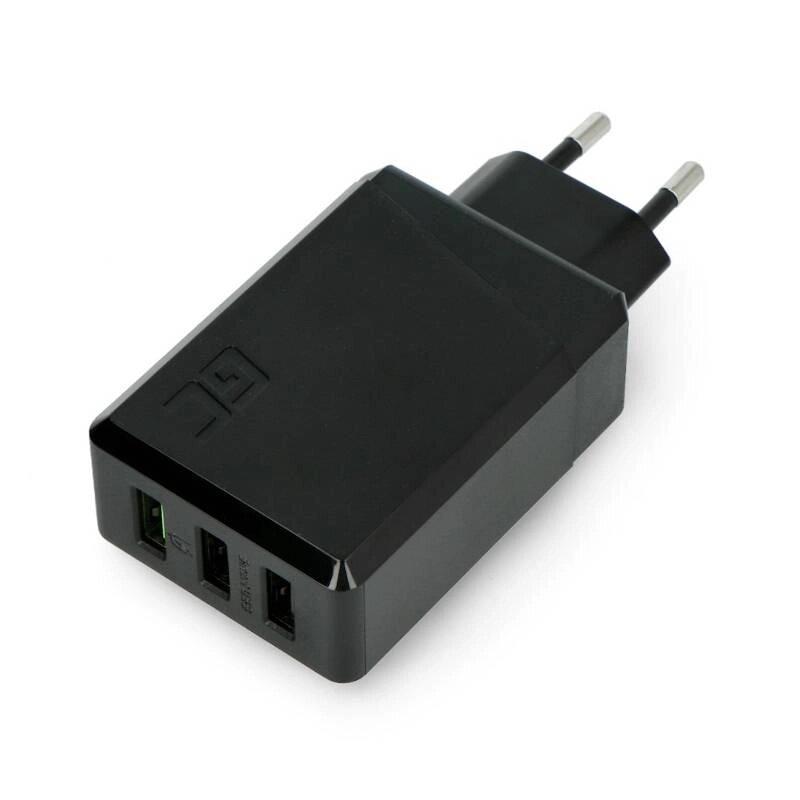 Green Cell Charge Source 3xUSB 30W блок живлення з ультразарядкою та швидкою зарядкою Smart Charge - чорний від компанії магазин Апельсин - фото 1