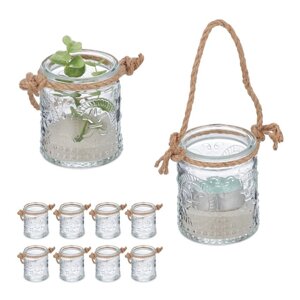 Комплект декоративних скляних свічників для чайних свічок з ручкою, 12 шт.