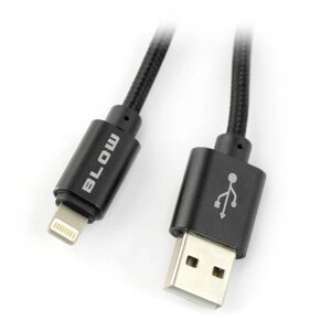 USB A - кабель Lightning для iPhone / iPad / iPod - плетений Blow - чорний 1,5 м