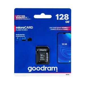 Карта пам'яті Goodram M1AA microSD 128GB 100MB/s UHS-I Class 10 з адаптером